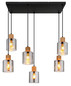 Preview: Globo Pendelleuchte Aleidis 6-flammig E27 Schwarz matt rauchfarben Metall Glas 120x67cm