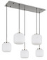 Preview: Globo Pendelleuchte Kladora 5-flammig E27 Nickel matt Metall Glas 130x106cm