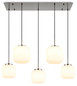Preview: Globo Pendelleuchte Kladora 5-flammig E27 Nickel matt Metall Glas 130x106cm