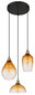 Preview: Globo Pendelleuchte Salvy 3-flammig E27 Schwarz matt amber Metall Glas Ø46cm