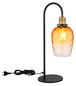 Preview: Globo Tischleuchte Salvy E27 Schwarz matt amber Metall Glas 55x24,5cm