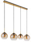 Preview: Globo Pendelleuchte Jamessa 4-flammig E27 Messingfarben matt amber Metall Glas 120x120cm