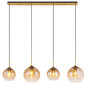 Preview: Globo Pendelleuchte Jamessa 4-flammig E27 Messingfarben matt amber Metall Glas 120x120cm