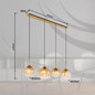 Preview: Globo Pendelleuchte Jamessa 4-flammig E27 Messingfarben matt amber Metall Glas 120x120cm