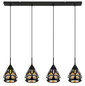 Preview: Globo Hassan E27 Hängeleuchte 4-fach 40W Schwarz Matt, Metall Ø17cm 15889-4H