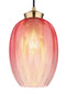 Preview: Globo Pendelleuchte Jessica E27 Goldfarben matt brombeerfarben Metall Glas Ø18cm