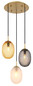 Preview: Globo Pendelleuchte Devin 3-flammig E14 Goldfarben matt Metall Glas Ø36cm