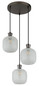 Preview: Globo Pendelleuchte Brokana 3-flammig E14 Schwarz-chrom matt Metall Glas Ø30cm