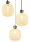 Preview: Globo Pendelleuchte Brokana 3-flammig E14 Schwarz-chrom matt Metall Glas Ø30cm