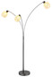 Preview: Globo Stehleuchte Brokana 3-flammig E14 Schwarz-chrom matt Metall Glas 200,5cm