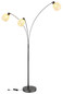 Preview: Globo Stehleuchte Brokana 3-flammig E14 Schwarz-chrom matt Metall Glas 200,5cm