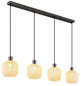 Preview: Globo Pendelleuchte Brokana 4-flammig E14 Schwarz-chrom matt Metall Glas 120x106cm