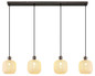 Preview: Globo Pendelleuchte Brokana 4-flammig E14 Schwarz-chrom matt Metall Glas 120x106cm