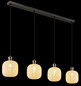 Preview: Globo Pendelleuchte Brokana 4-flammig E14 Schwarz-chrom matt Metall Glas 120x106cm