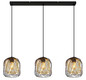 Preview: Globo Pendelleuchte Dichti 3-flammig E27 Schwarz matt Metall Metallgeflecht 150x84cm