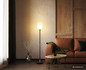 Preview: Globo Stehleuchte Rowena E27 Schwarz matt opal matt Metall Glas 150cm