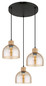 Preview: Globo Pendelleuchte Swanson 3-flammig E27 Schwarz matt amber Metall Glas Ø40cm