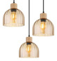 Preview: Globo Pendelleuchte Swanson 3-flammig E27 Schwarz matt amber Metall Glas Ø40cm