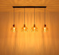 Preview: Globo Pendelleuchte Swanson 4-flammig E27 Schwarz matt amber Metall Glas 120x113cm