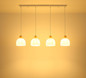 Preview: Globo Pendelleuchte Swanson 4-flammig E27 Weiß matt Metall Glas 120x113cm