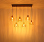 Preview: Globo Pendelleuchte Swanson 6-flammig E27 Schwarz matt amber Metall Glas 130x105cm