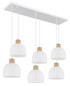 Preview: Globo Pendelleuchte Swanson 6-flammig E27 Weiß matt Metall Glas 120x105cm