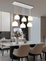 Preview: Globo Pendelleuchte Swanson 6-flammig E27 Weiß matt Metall Glas 120x105cm