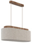 Preview: Globo Pendelleuchte Jannie 3-flammig E27 Braun naturfarben Holz Leinen 150x70cm