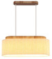 Preview: Globo Pendelleuchte Jannie 3-flammig E27 Braun naturfarben Holz Leinen 150x70cm