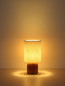 Preview: Globo Tischleuchte Jannie E27 Braun naturfarben Holz Leinen 45x23cm