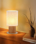 Preview: Globo Tischleuchte Jannie E27 Braun naturfarben Holz Leinen 45x23cm