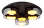 Preview: Globo LED Deckenleuchte Higgins 3-flammig GX53 LED 3x 6W extra-warmweiss Schwarz gebürstet rauchfarben Aluminium Glas Ø35cm