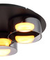 Preview: Globo LED Deckenleuchte Higgins 3-flammig GX53 LED 3x 6W extra-warmweiss Schwarz gebürstet rauchfarben Aluminium Glas Ø35cm