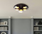 Preview: Globo LED Deckenleuchte Higgins 3-flammig GX53 LED 3x 6W extra-warmweiss Schwarz gebürstet rauchfarben Aluminium Glas Ø35cm