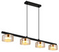 Preview: Globo LED Pendelleuchte Higgins 4-flammig GX53 LED 4x 6W extra-warmweiss Schwarz matt amber Metall Glas 113x90cm