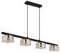 Preview: Globo LED Pendelleuchte Higgins 4-flammig GX53 LED 4x 6W extra-warmweiss Schwarz matt amber Metall Glas 113x90cm