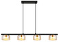 Preview: Globo LED Pendelleuchte Higgins 4-flammig GX53 LED 4x 6W extra-warmweiss Schwarz matt amber Metall Glas 113x90cm
