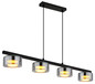 Preview: Globo LED Pendelleuchte Higgins 4-flammig GX53 LED 4x 6W extra-warmweiss Schwarz matt rauchfarben Metall Glas 113x90cm
