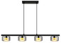 Preview: Globo LED Pendelleuchte Higgins 4-flammig GX53 LED 4x 6W extra-warmweiss Schwarz matt rauchfarben Metall Glas 113x90cm