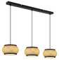 Preview: Globo LED Pendelleuchte Bambora 35W CCT warm-/neutral-/tageslichtweiss Schwarz matt naturfarben Metall Bambus 120x92cm