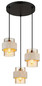 Preview: Globo Pendelleuchte Daren 3-flammig E27 Schwarz matt amber Metall Glas Ø37,5cm