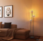 Preview: Globo Stehleuchte Daren 3-flammig E27 Schwarz matt amber Metall Glas 167cm