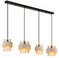 Preview: Globo Pendelleuchte Daren 4-flammig E27 Schwarz matt amber Metall Glas 120x109cm