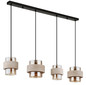 Preview: Globo Pendelleuchte Daren 4-flammig E27 Schwarz matt amber Metall Glas 120x109cm