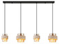 Preview: Globo Pendelleuchte Daren 4-flammig E27 Schwarz matt amber Metall Glas 120x109cm