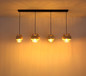 Preview: Globo Pendelleuchte Daren 4-flammig E27 Schwarz matt amber Metall Glas 120x109cm
