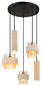 Preview: Globo Pendelleuchte Daren 3-flammig E27 + 2-flammig GU10 Schwarz matt amber Metall Glas Ø47cm