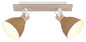 Preview: Globo Strahler Lyndon 2-flammig E14 Weiß matt braun Metall Holz 39x19cm