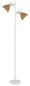 Preview: Globo Stehleuchte Lyndon 2-flammig E14 Weiß matt braun Metall Holz 158,5cm
