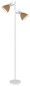 Preview: Globo Stehleuchte Lyndon 2-flammig E14 Weiß matt braun Metall Holz 158,5cm